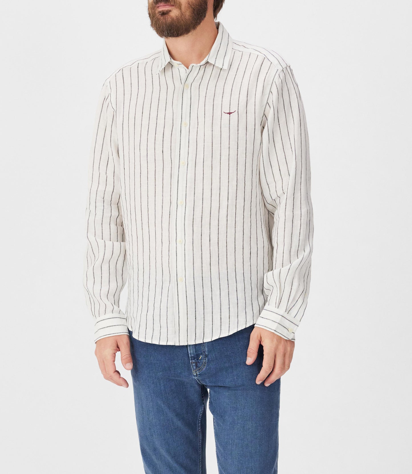 RM Williams S26 Bulli Classic Linen Shirt - White Black