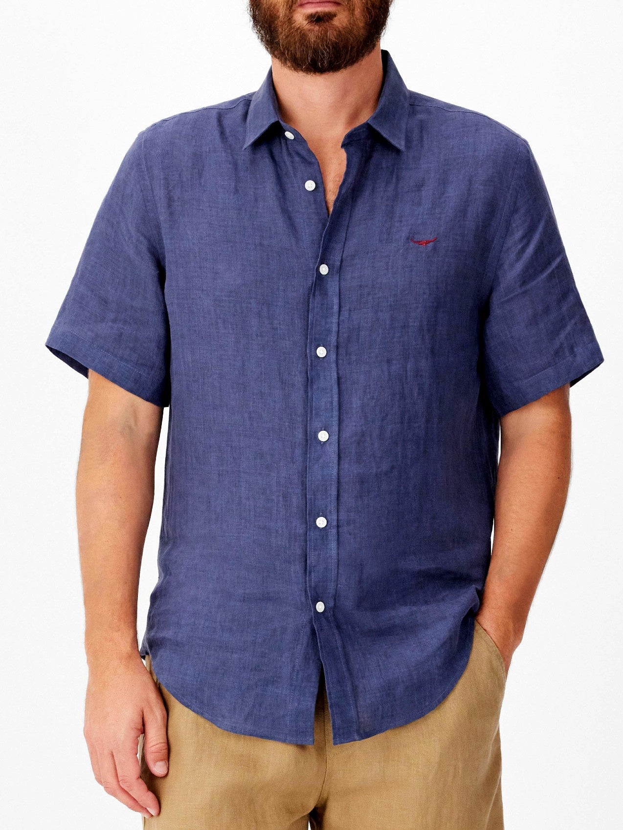RM Williams S26 Newman Linen SS Shirt - Navy