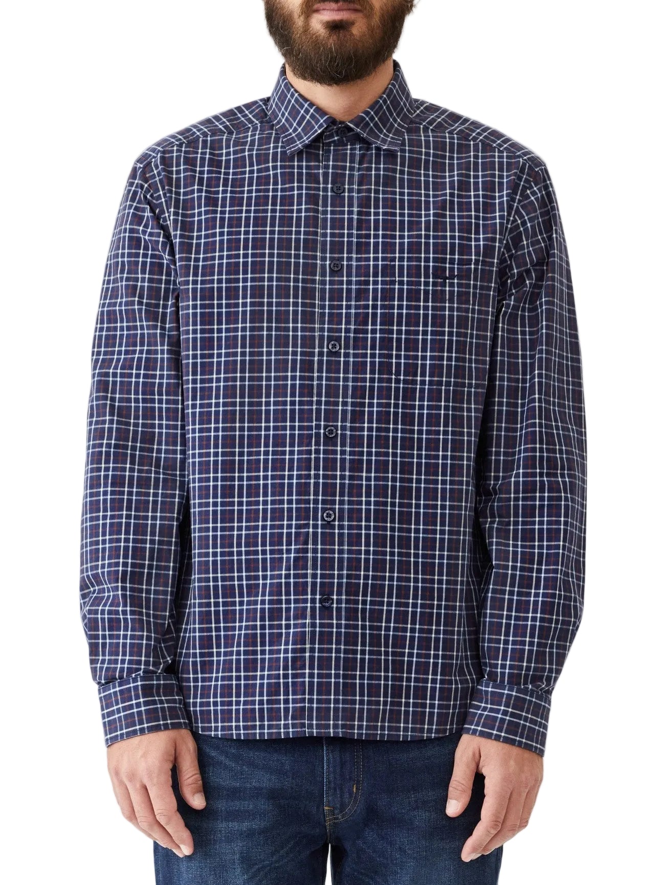 RM Williams W24 Classic Shirt - NavyRedCream