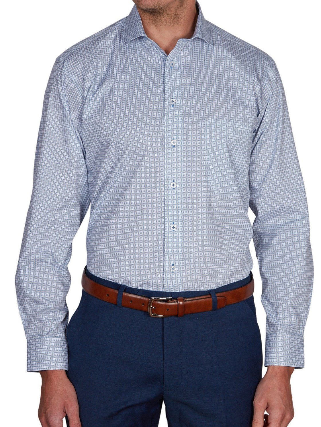 Abelard Abaco Print Shirt - Thomson's Suits Ltd - Camel - 39 - 44391