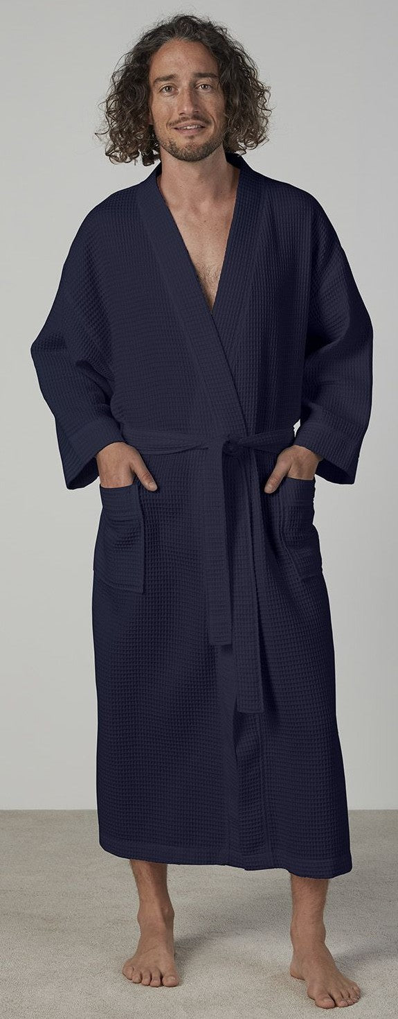 Baksana Waffle Robe - Thomson's Suits Ltd - Navy - OS - 32540