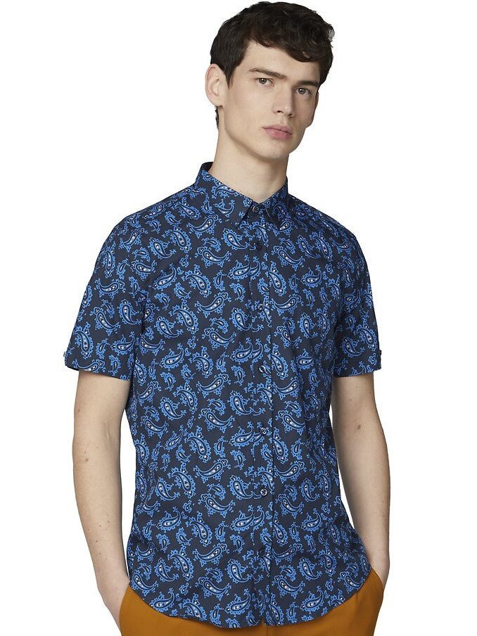 Ben Sherman SS Paisley Shirt - Thomson's Suits Ltd - Dark Navy - M - 46822