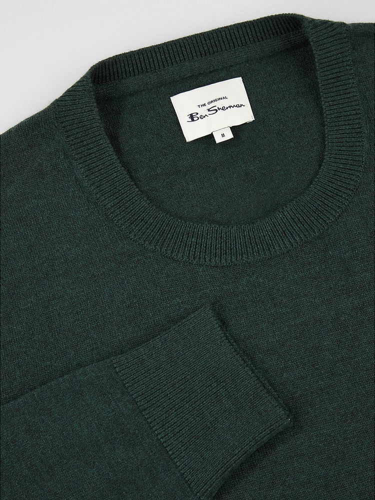 Ben Sherman W22 Signature Merino Crew - Thomson's Suits Ltd - Dark Green - M - 62208