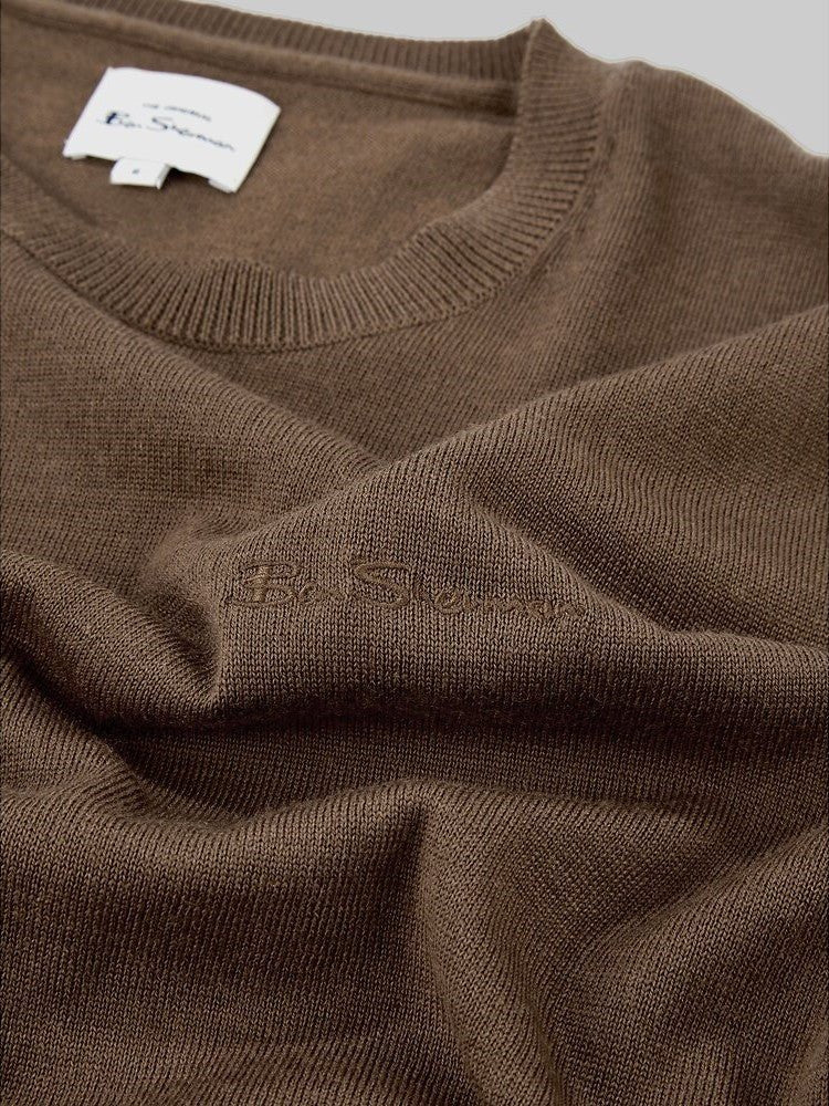 Ben Sherman W22 Signature Merino Crew - Thomson's Suits Ltd - Coffee - M - 62207