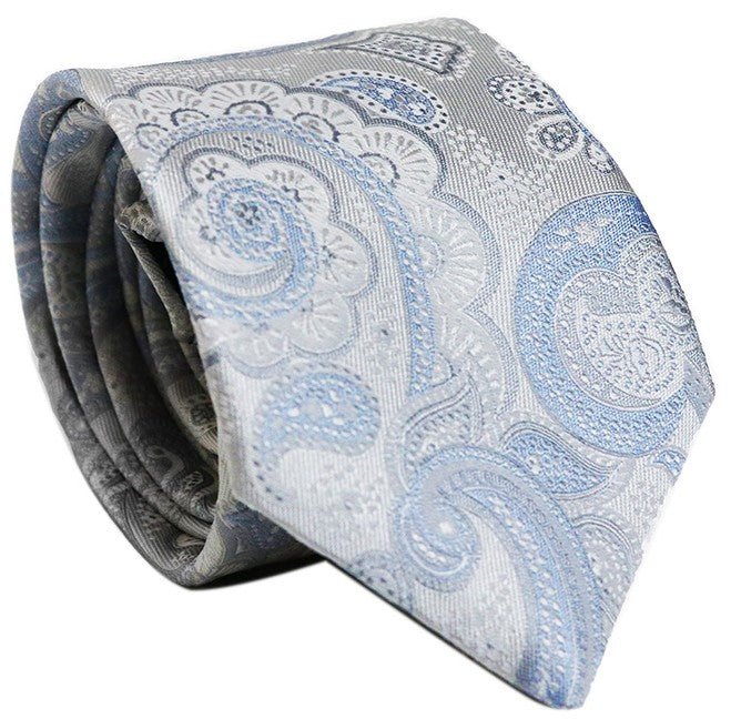 Fellini Luxe Paisley Tie - Thomson's Suits Ltd - Sky - - 37548