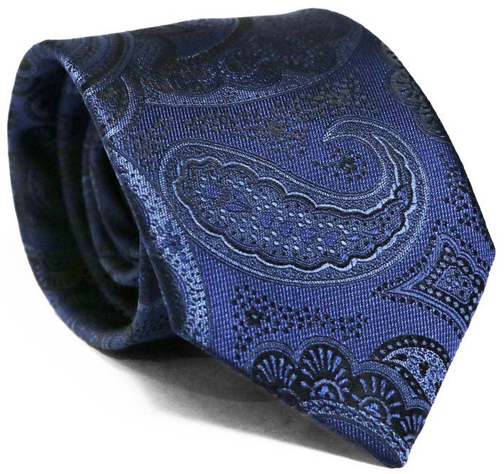 Fellini Luxe Paisley Tie - Thomson's Suits Ltd - Navy - - 37549