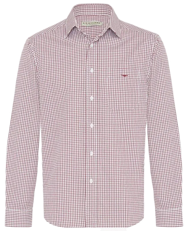 RMW Collins Twill Shirt - Thomson's Suits Ltd - Burgundy Check - S - 39913