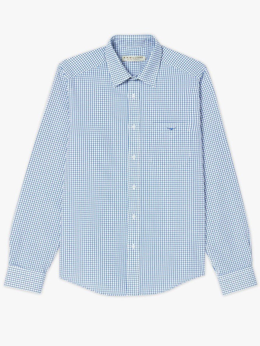 RMW Jervis Twill Shirt - Thomson's Suits Ltd - Blue Check - S - 53433
