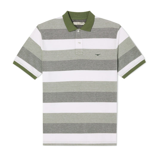 RMW S22 Rod Pique Stripe Polo - Thomson's Suits Ltd - GreenWhite - S - 59097