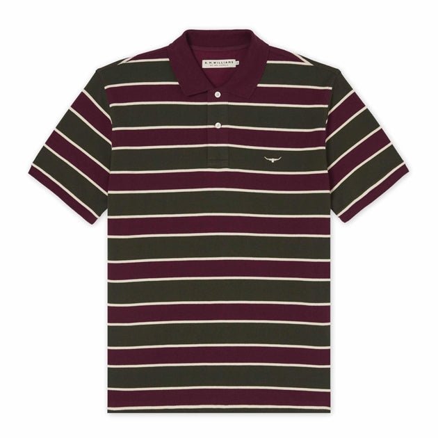 RMW W22 Pique Stripe Rod Polo - Thomson's Suits Ltd - BurgundyBone - M - 61245
