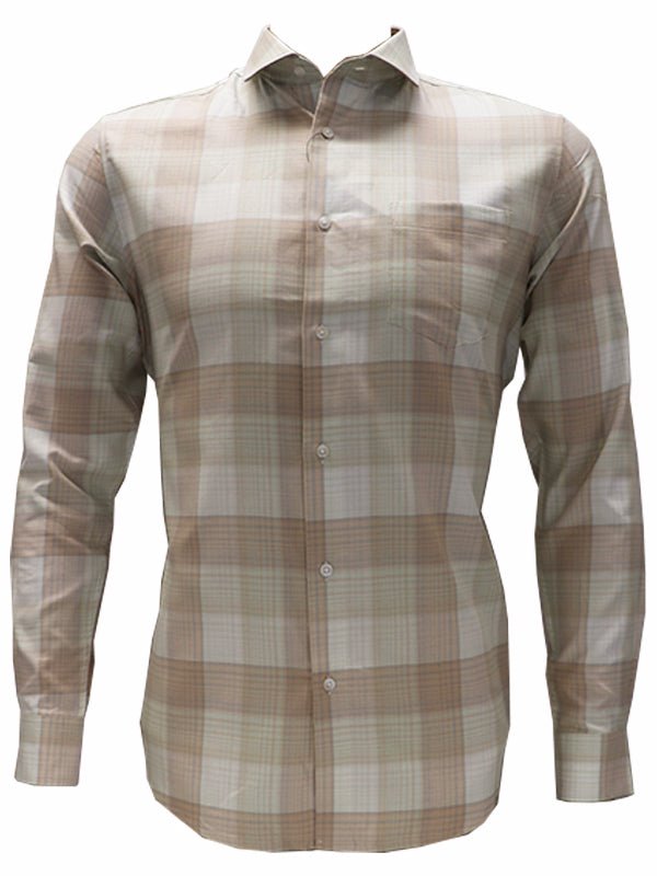 Vigami Pastel Check Shirt - Thomson's Suits Ltd - Sand - M - 65510
