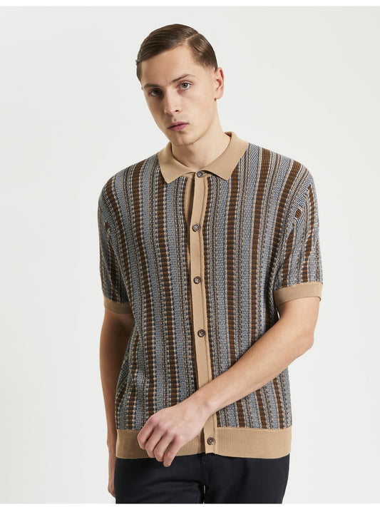 Ben Sherman Textured Stripe Knitted Polo