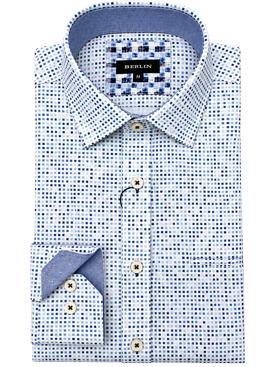 Berlin L543 Small Squares Print Shirt