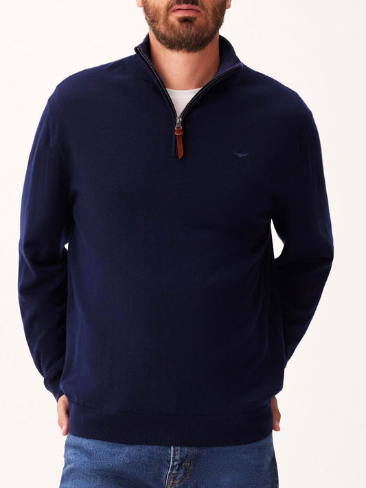 RM Williams S26 Ernest 1/4Zip Merino - Navy