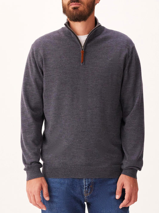 RM Williams S26 Ernest 1/4Zip Merino - Sea Mist