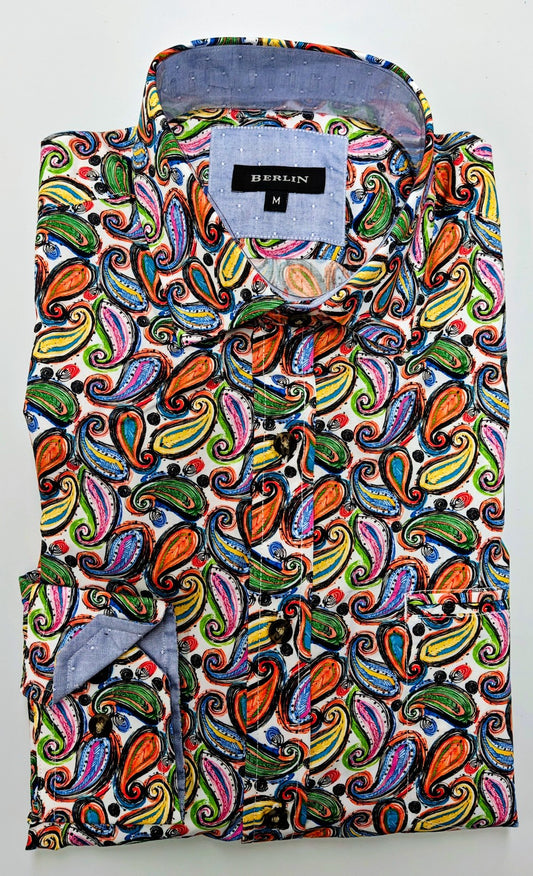 Berlin L452 Abbey Road Paisley Print Shirt