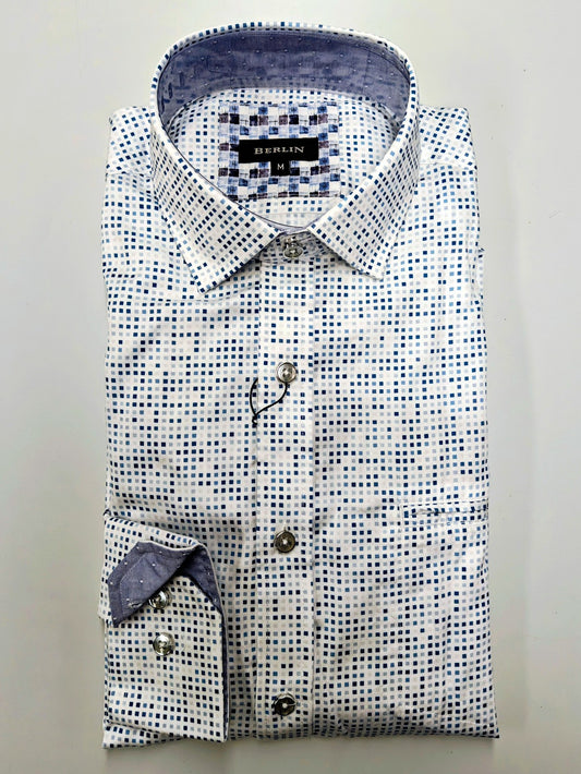 Berlin L543 Small Squares Print Shirt