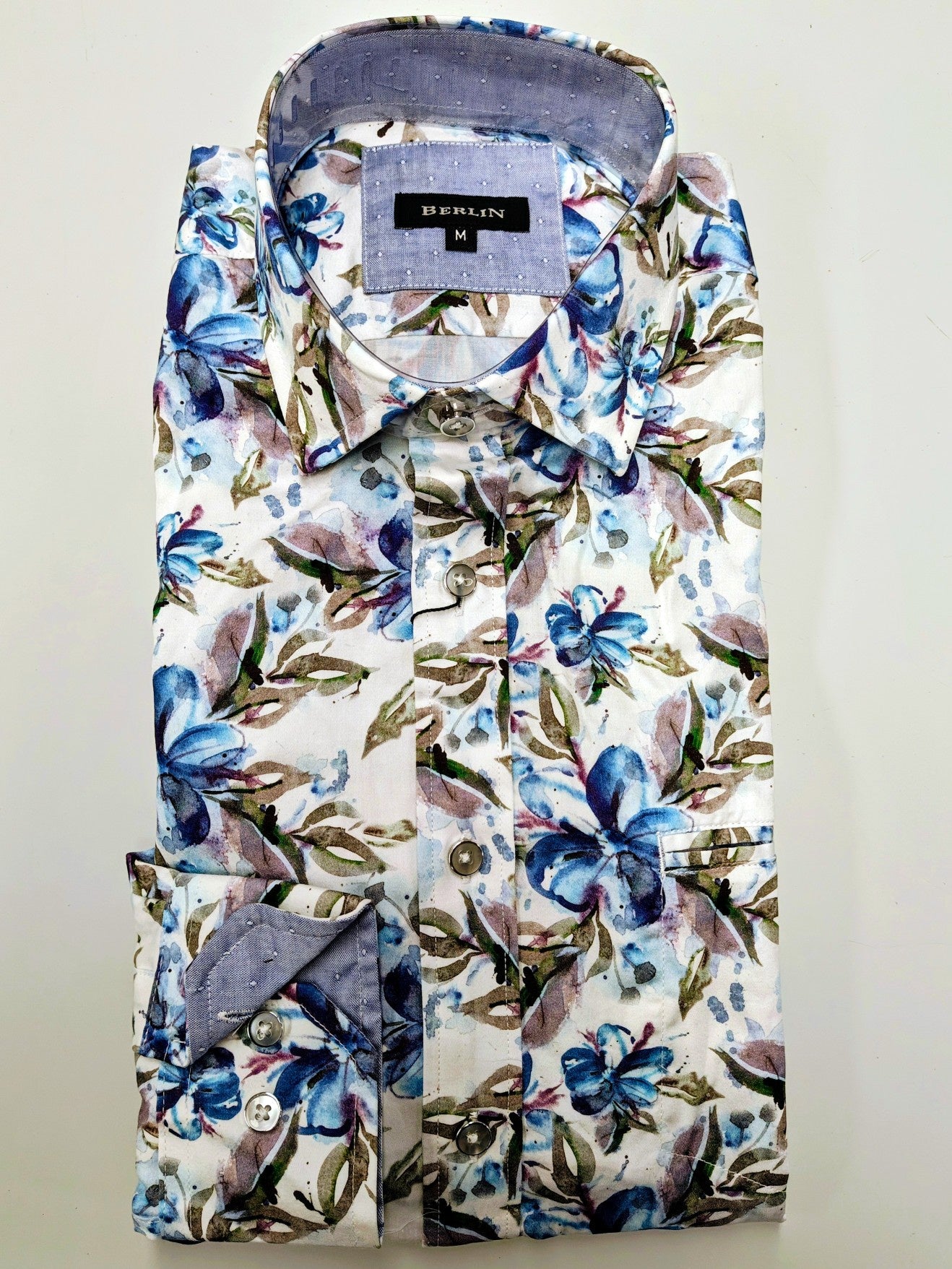 Berlin L551 Seville Floral Satin Print Shirt