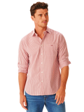 RM Williams W25 Regular Poplin Stripe Shirt - Red White