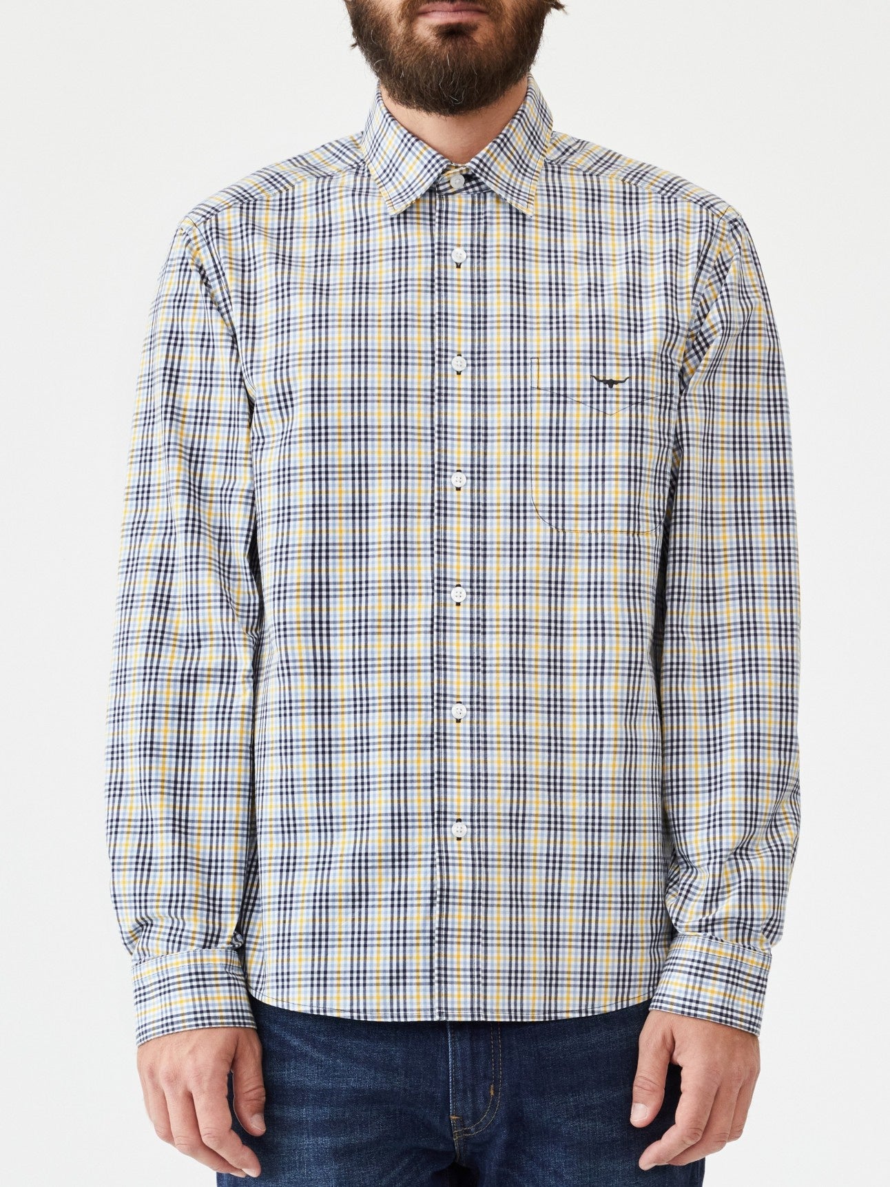 RM Williams W24 Classic Shirt - BlueYellowWhite