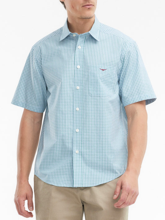 RM Williams S27 Quinn Poplin Check SS Shirt