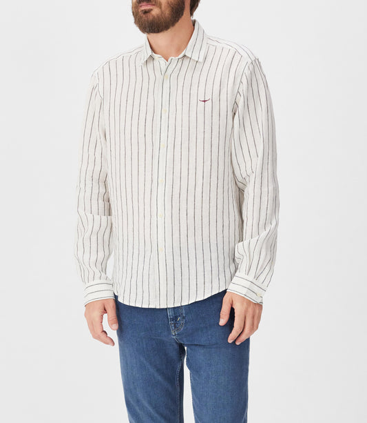 RM Williams S26 Bulli Classic Linen Shirt - White Black
