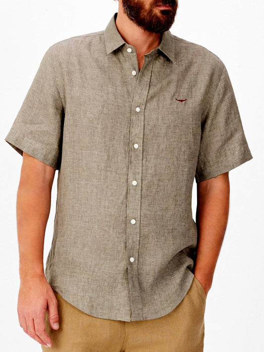 RM Williams S26 Newman Linen SS Shirt - Fatigue