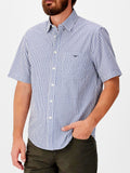 RM Williams S26 Augusta Poplin SS Shirt - White Blue