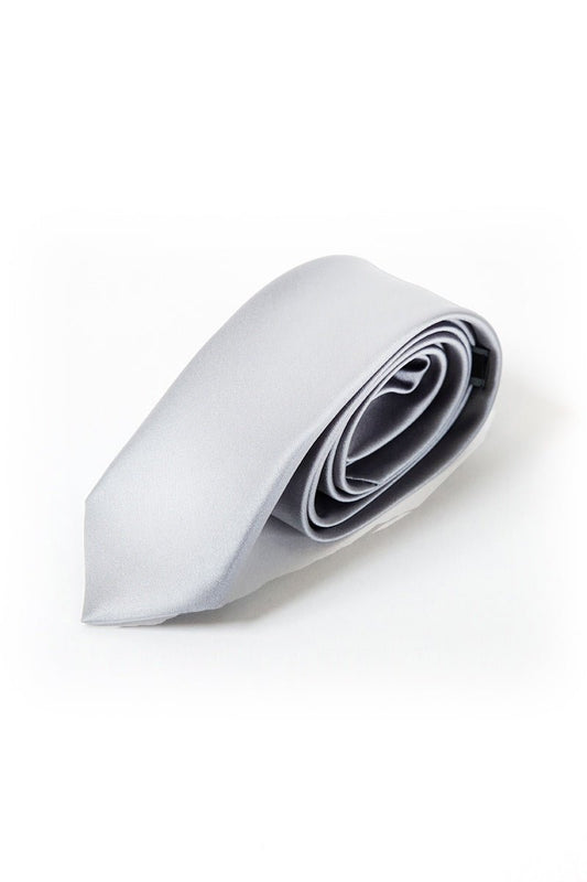 05 Silver Satin Tie - Thomson's Suits Ltd - 26269