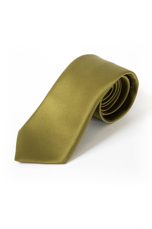 08 Olive Satin Tie - Thomson's Suits Ltd - 26272