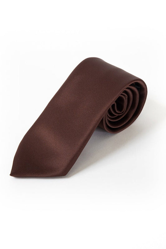 24 Chocolate Satin Tie - Thomson's Suits Ltd - 26288