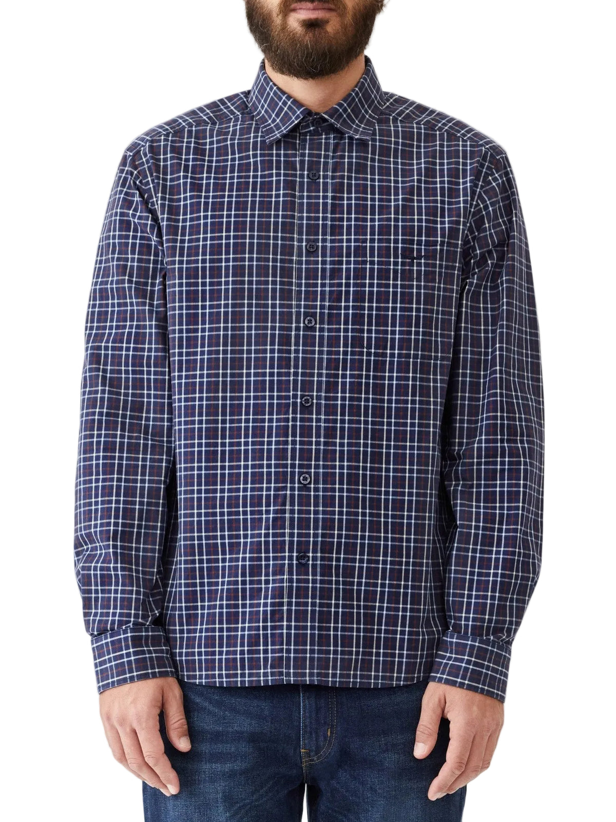 RM Williams W24 Classic Shirt - NavyRedCream