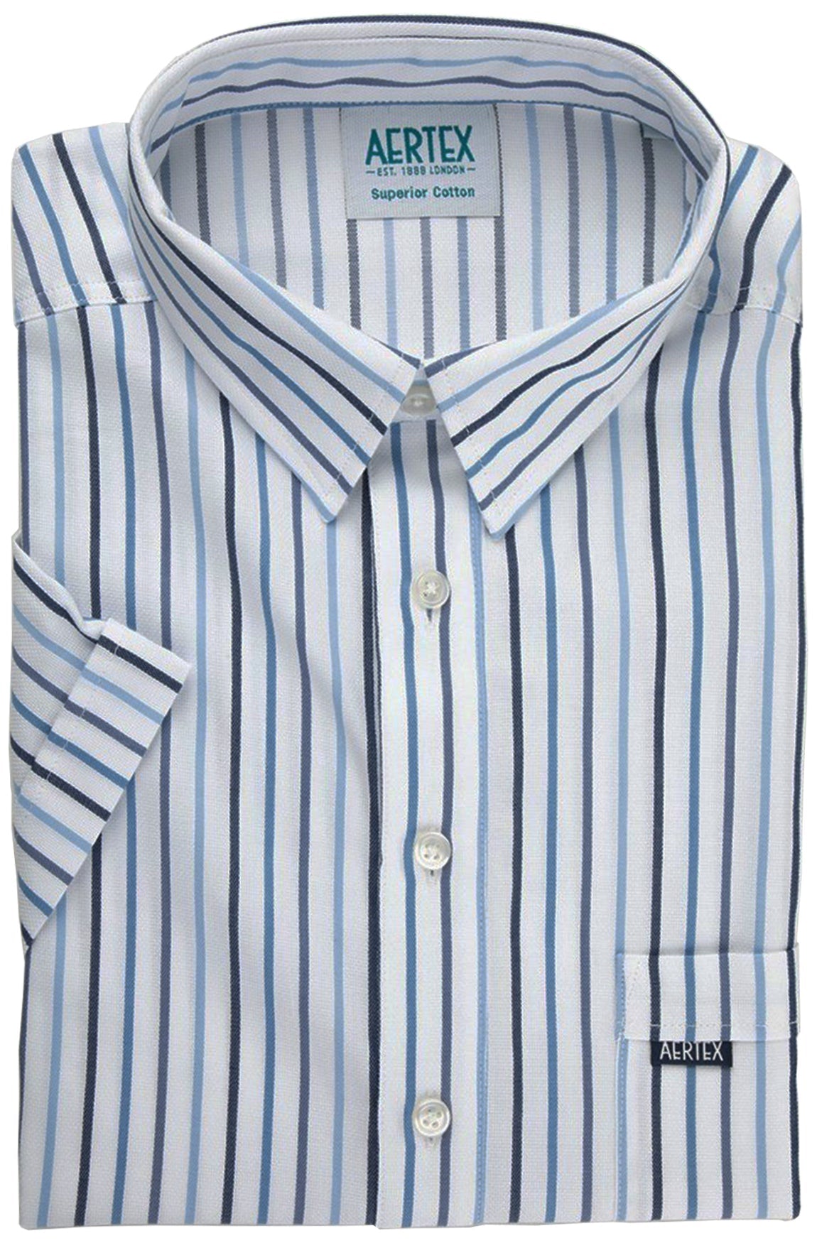 Aertex FYM170 CS Taunton Polo - Thomson's Suits Ltd - Blue Stripe - S - 49954