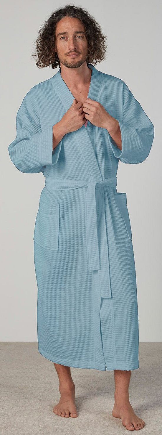 Baksana Waffle Robe - Thomson's Suits Ltd - Blue - OS - 64372