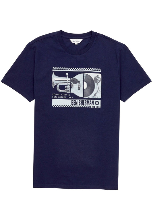 Ben Sherman Spliced Music T Shirt - Thomson's Suits Ltd - Marine - M - 58218