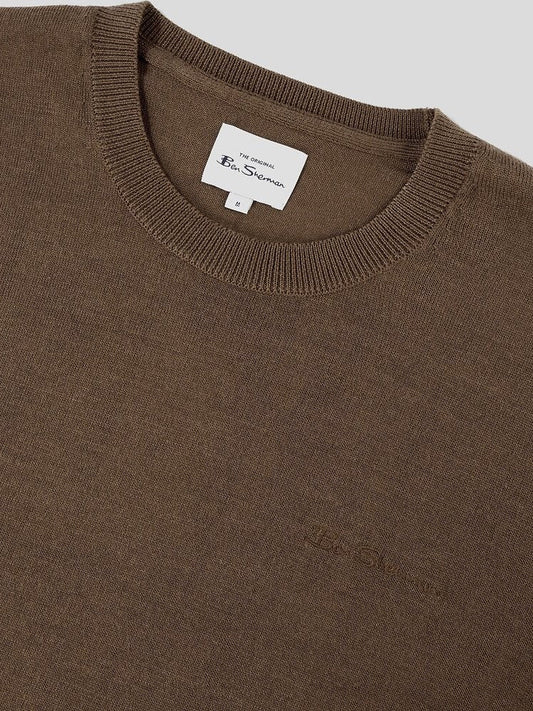 Ben Sherman W22 Signature Merino Crew - Thomson's Suits Ltd - Coffee - M - 62207