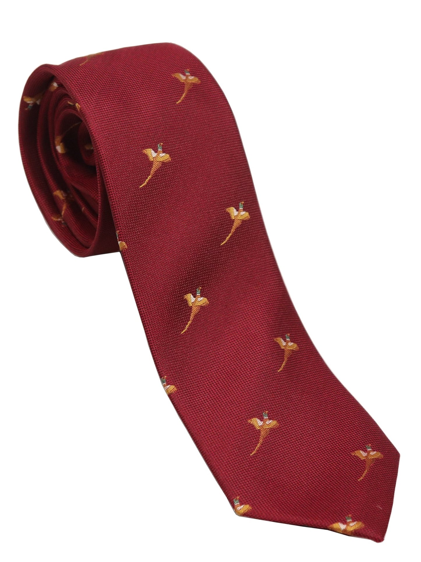 Harry Knight Esq. Pheasant Silk Tie - Thomson's Suits Ltd - Maroon - - 41348