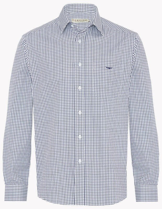 RMW Collins Twill Shirt - Thomson's Suits Ltd - Navy Check - S - 27955