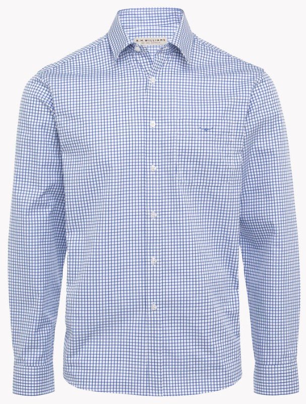 RMW Collins Twill Shirt - Thomson's Suits Ltd - Blue Check - S - 25462