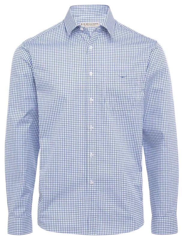 RMW Collins Twill Shirt - Thomson's Suits Ltd - Blue Check - S - 25462