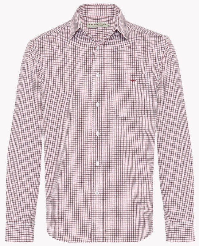 RMW Collins Twill Shirt - Thomson's Suits Ltd - Burgundy Check - S - 39913