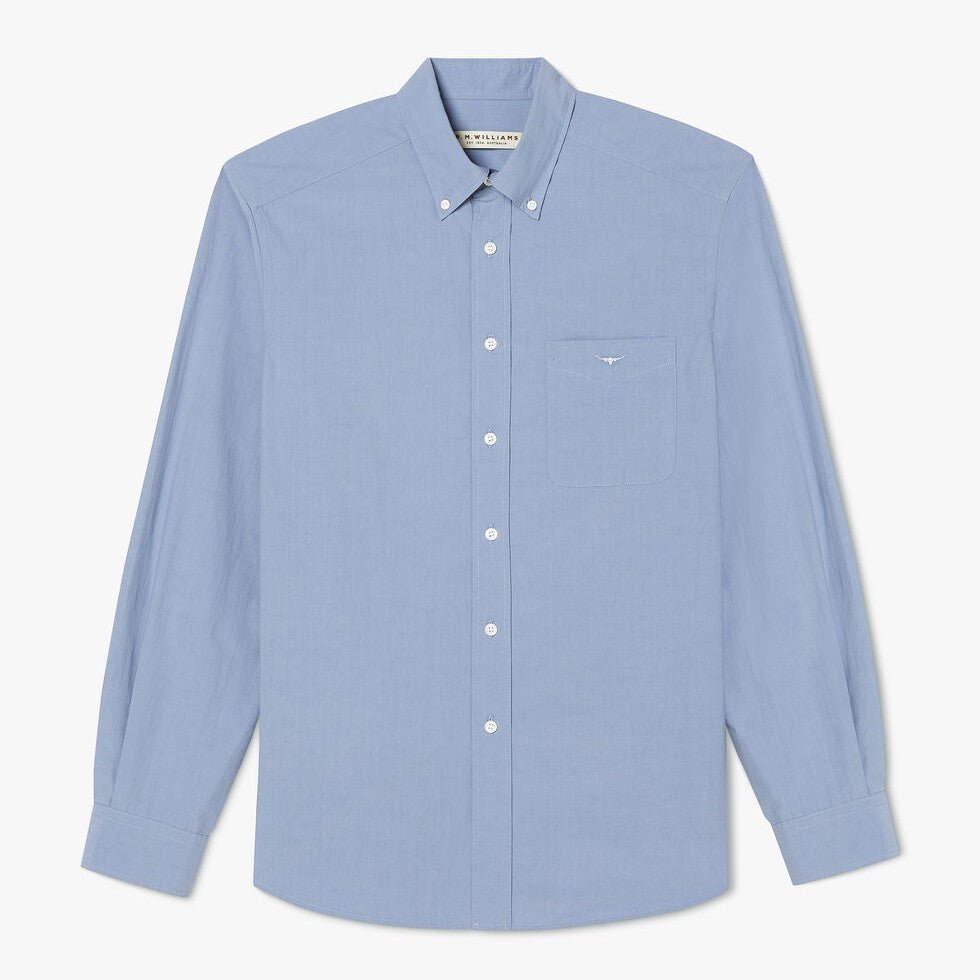 RMW S22 Collins BD Plain Poplin Shirt - Thomson's Suits Ltd - Light Blue - L - 59085