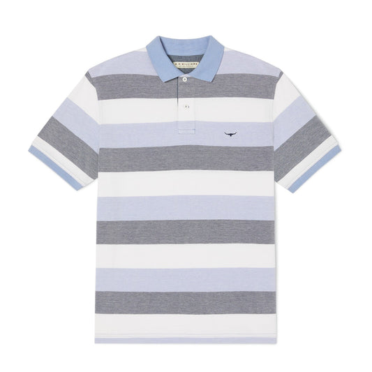 RMW S22 Rod Pique Stripe Polo - Thomson's Suits Ltd - BlueNavyWhite - S - 59096