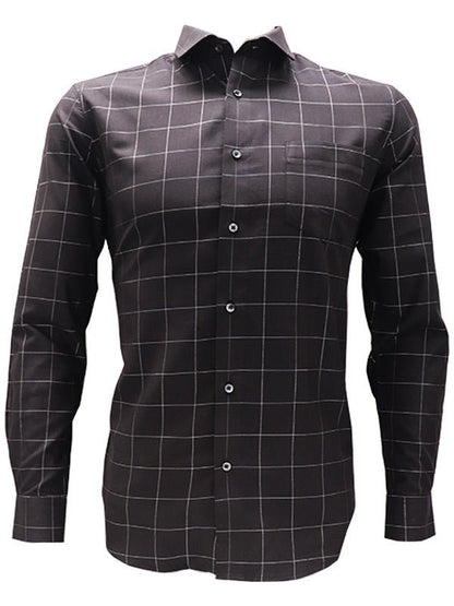 Vigami Block Check Shirt - Thomson's Suits Ltd - BlackSilver - M - 65498